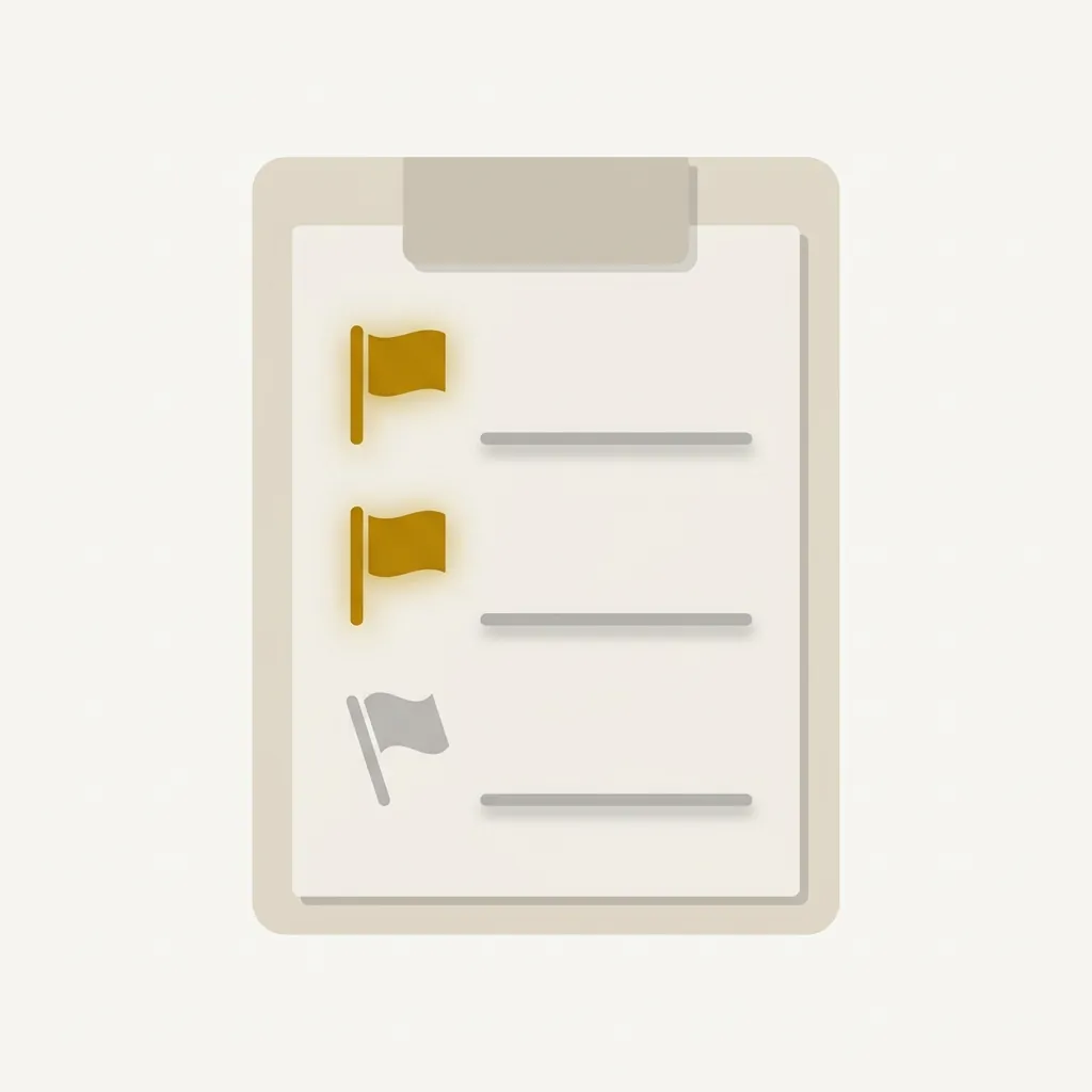 Illustration of a clipboard checklist with two flags raised and one drooping and unresolved, representing warning signs that PPC management isn't actually diagnosing anything
