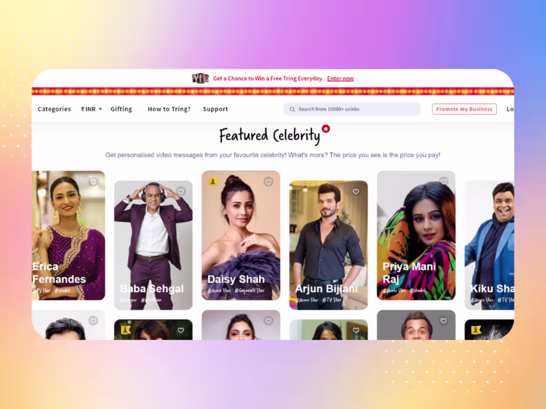 Tring: Celebrity Engagement Platform screenshot